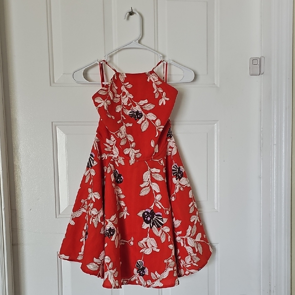 Floral Red Halter Dress